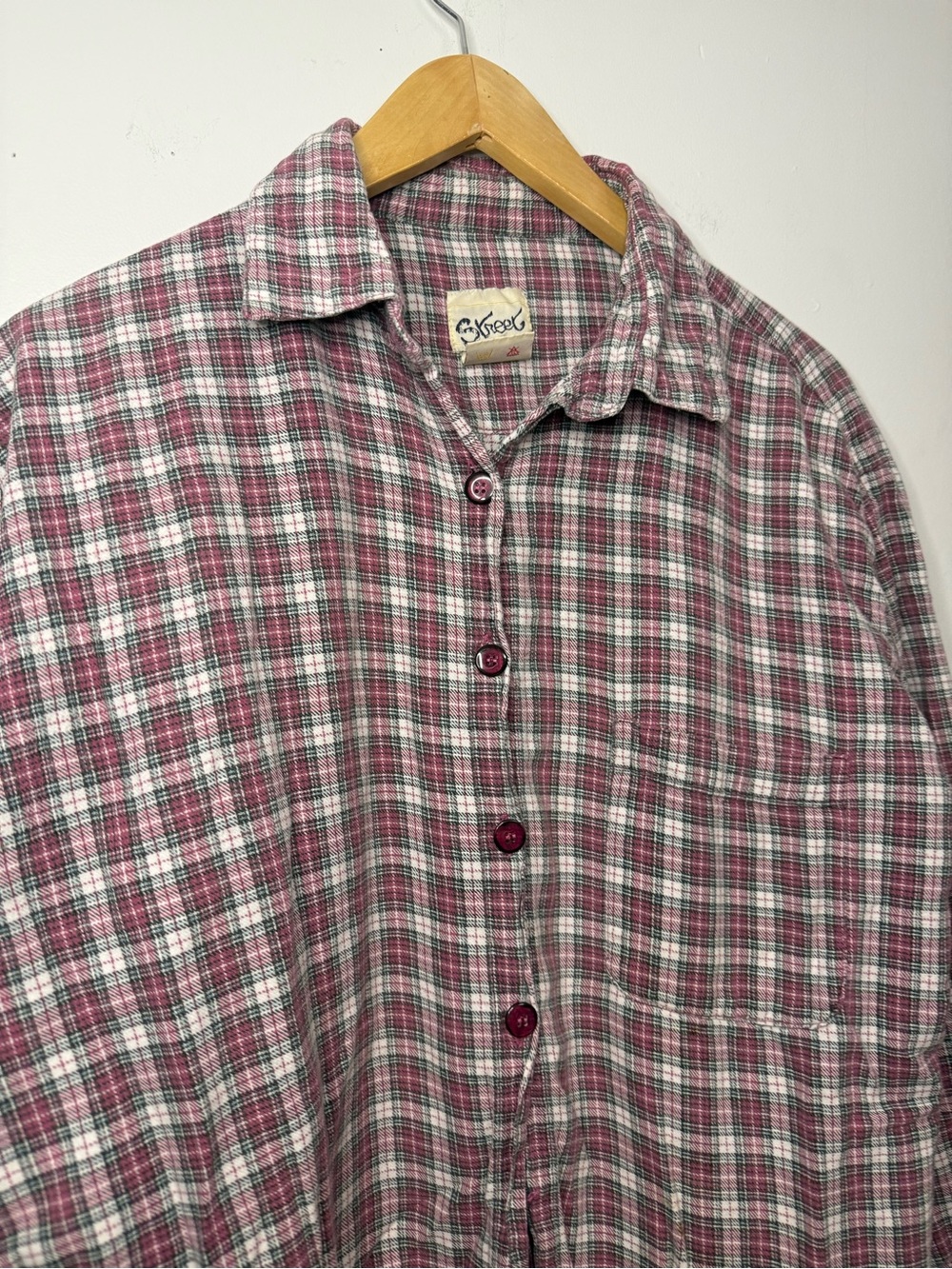 Vintage Street Worn Pink Plaid Button-Up Men's Shirt